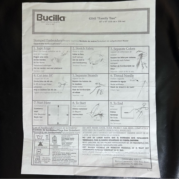 Bucilla Cross Stitch Stamped Quilted Bib and family tree quilt PATTERN only - Picture 4 of 7